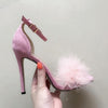 Plush Peep-Toe High Heels, Size:41(Pink)