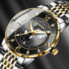 BINBOND B1117 30M Waterproof Earth Dial Butterfly Buckle Luminous Quartz Watch(Inter-gold-Blue)