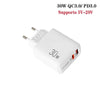 PD31 30W USB-C / Type-C + USB-A Charger with Type-C+8 Pin 2-in-1 Data Cable, EU Plug(White)