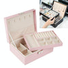 Portable Leather Jewelry Storage Box Necklace Ring Watch Storage Box, Style:Double Layer(Pink)