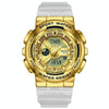 SANDA 3137 TPU Strap Luminous Waterproof Dual Display Electronic Watch(Transparent Gold)