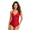 HS18110 Women Belly Cover One-Piece Swimsuit With Chest Pad, Size: M(Big Red)