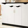 4092-128 Double White Drawer Cabinet Door Silver Black Handle