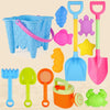 13pcs/Set Children Beach Toys Set Large Sand Shovel Bucket Sand Digging Tools Hourglass, Color: Blue Square Castle