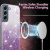 ForSamsung Galaxy S22+ 5G Gradient Glitter Flower All-inclusive Phone Case(Purple)
