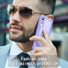 For LG Velvet PC + Rubber 3-layers Shockproof Protective Case with Rotating Holder(Purple)