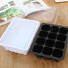 Seedling Tray Sprout Plate 12 Holes Nursery Pots Tray Lids Box For Gardening Bonsai Mini Greenhouse Nursery Plate(White)