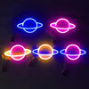 LED Planet Neon Light Bedroom Universe Shape Decoration Night Light(Blue Light)