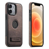 For iPhone 12 Suteni G2 Holder Denim Leather Back MagSafe Phone Case(Brown)