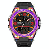 SANDA Dual Digital Display Luminous Stopwatch Chronograph Alarm Clock Men Quartz Sports Watch(6024 Symphony Purple)