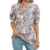 Women V-neck Loose Short-sleeved Printed T-shirt Top, Size: L(Orange Cashew)