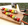 Outdoor Picnic Stainless Steel BBQ Bake Needle Barbecue Fork U-shaped Environmental Wooden Handle 7 Piece Set