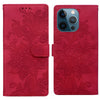 For iPhone 12 Pro Max / 13 Pro Max Lace Floral Embossed Magnetic Buckle Leather Phone Case(Red)