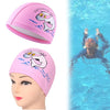 Children Swimming Cap PU Printed Cute Dolphin Pattern Elastic Swimming Cap(Sky Blue)