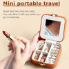 Portable Earrings Necklace Jewelry Box Chemical Storage Case PU Leather With Mirror(Green)