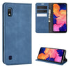 For Galaxy A10 Retro-skin Business Magnetic Suction Leather Case with Holder & Card Slots & Wallet(Dark Blue)