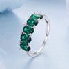S925 Sterling Silver Luxury Alphabet Green Zirconia Women Ring, Size: No.7(BSR522)
