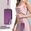 For Samsung Galaxy S22 5G Double Flap Zipper RFID Leather Phone Case with Short Lanyard(Dark Purple)