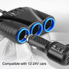 120W Multifunctional USB 3 In 1 Car Cigarette Lighter Car Charger, Style: 3 Ports(Blue Black)