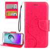For Galaxy A3 (2017) / A320 Butterflies Love Flowers Embossing Horizontal Flip Leather Case with Holder & Card Slots & Wallet & Lanyard(Magenta)