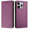 For iPhone 15 Pro RC01 Dual-Folded Magnetic Suction RFID Leather Phone Case(Violet)
