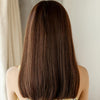 Realistic Long Straight Hair Wig Synthetic Fiber Headgear For Women, Style:Short Brown-Black 45CM