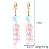 E2204-5 Pink Transparent Scattered Natural Crystal Handmade Earrings Zircon Long Earrings