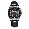 OCHSTIN 6112B Multifunctional Quartz Waterproof Luminous Men Leather Watch(Black 02)