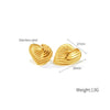 OPK GE938 1pair Simple Stainless Steel Heart Ruffled Earrings