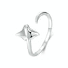 S925 Sterling Silver Platinum-Plated Ocean Manta Ray Adjustable Open Ring(SCR1037-E)