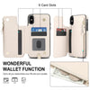 For iPhone X / XS Double Flap Zipper RFID Leather Phone Case with Short Lanyard(White)