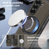 For Samsung Galaxy Z Fold4 Kevlar Carbon Fiber 360 Rotation MagSafe Holder Phone Case(Gray)