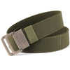 Men Double Ring Buckle Canvas Belt Outdoor Casual Woven Elastic Belt 120cm(Army Green)