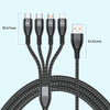 4 in 1 66W 6A USB to 8 Pin + Micro USB + Dual USB-C / Type-C Fast Charging Data Cable, Cable Length: 1.2m(Black)