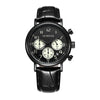Ochstin 5081A Multifunctional Luminous Waterproof Leather Strap Quartz Watch(Black+Black+Black)