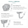 BSR449-7 S925 Sterling Silver White Gold Plated Zircon Rose Ring Hand Decoration