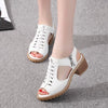Women Summer Fish Mouth Flat Waterproof Tendon Sandals, Size: 37(White)