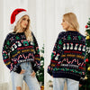 Autumn And Winter Women Loose Knit Sweater Christmas Tree Crew Neck Sweater, Size: XL(Dark Blue)