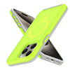 For iPhone 12 Pro Max Shockproof MagSafe Armor PC Hybrid TPU Phone Case(Fluorescent Green+Gray)