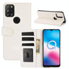 For Alcatel 3X 2020 R64 Texture Single Horizontal Flip Protective Case with Holder & Card Slots & Wallet& Photo Frame(White)