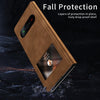 For Samsung Galaxy Z Fold2 5G Mature Window View Flip Leather Phone Case(Brown Nappa)