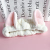 Cute Elastic Cat Ears Headbands Women Girls Makeup Face Washing Headband Hairdo Facial Mask Headwrap Hairband Hair Accessory(Beige)