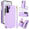 For Samsung Galaxy A35 5G Double Flap Zipper RFID Leather Phone Case with Short Lanyard(Light Purple)