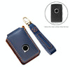 Hallmo Car Cowhide Leather Key Protective Cover Key Case for New Volvo(Blue)