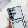 For Samsung Galaxy S21 FE 5G Four-cornered Electroplated Card Bag TPU Phone Case(Transparent)