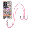 For Samsung Galaxy S25 Ultra 5G Flowers and Plants Series IMD TPU Phone Case with Lanyard(Purple Peony)