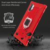 For Galaxy Note 10+ Carbon Fiber Protective Case with 360 Degree Rotating Ring Holder(Red)