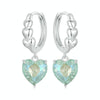 S925 Sterling Silver Blue Green Ice Zirconium Heart Shaped Women Earrings(SCE1706)