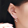 Women Tassel Wing Style Drop Earrings Fashion Cubic Jewelry(Silver color)