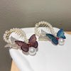 Rhinestone Butterfly Hair Clip Embroidered Ponytail Hair Clasp(Blue)